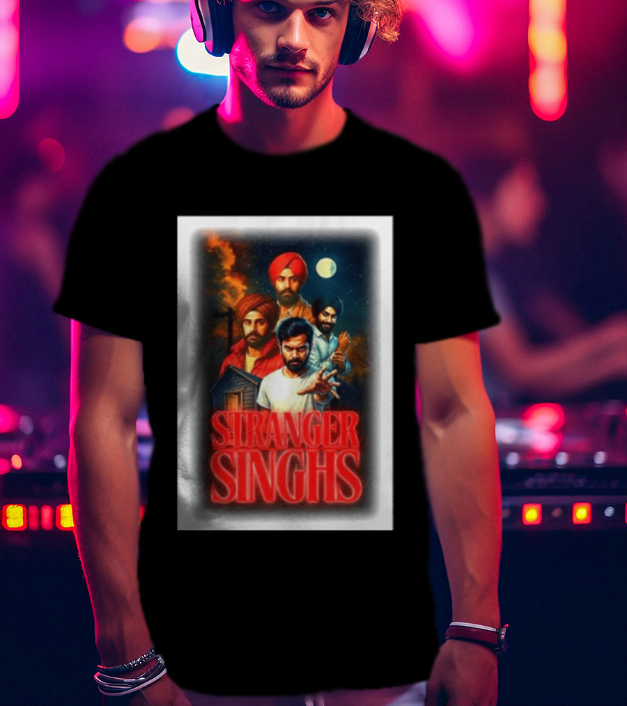 Stranger Singhs Indian Series With Turbaned Characters And Moonlit Sky T-Shirt