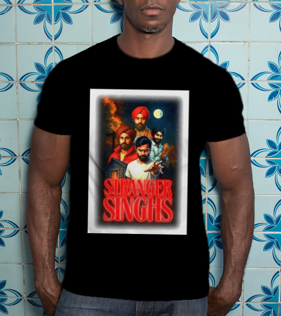Stranger Singhs Indian Series With Turbaned Characters And Moonlit Sky T-Shirt
