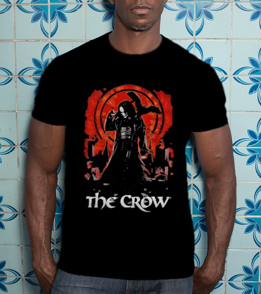 The Crow Brandon Lee Gothic Movie Iconic Dark Aesthetic With Red T-Shirt