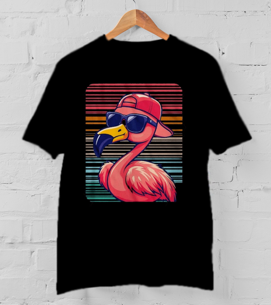 Flamingo Cool Vibes Sunglasses And Cap T-Shirt