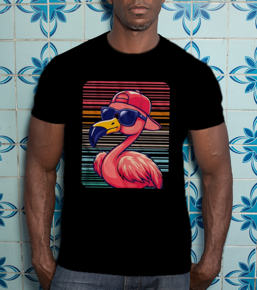 Flamingo Cool Vibes Sunglasses And Cap T-Shirt