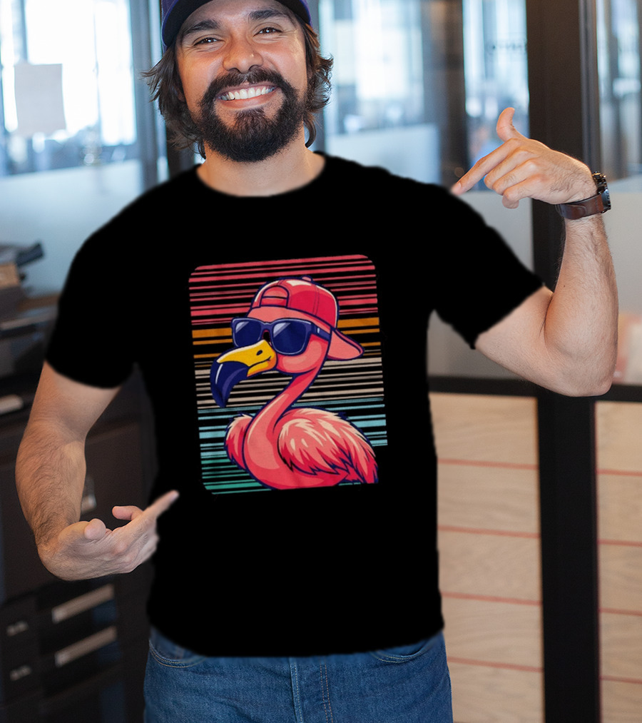 Flamingo Cool Vibes Sunglasses And Cap T-Shirt