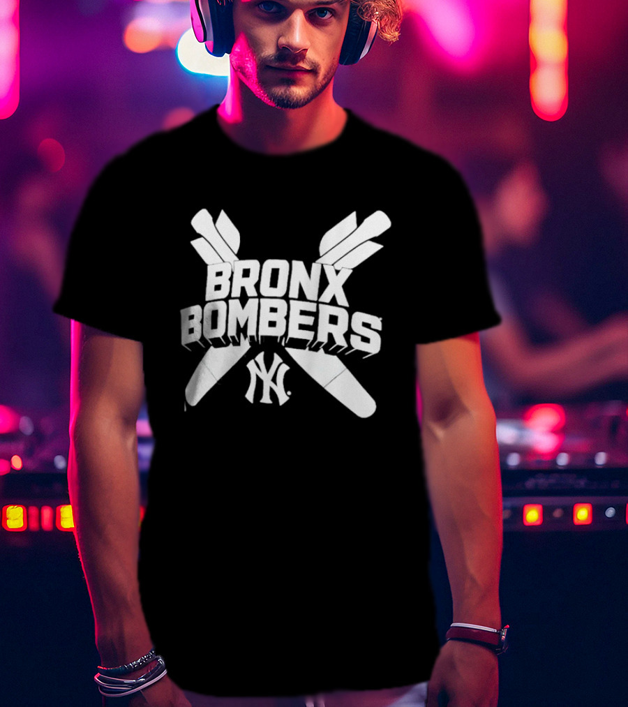 New York Yankees Bronx Bombers NY Logo With Baseball Bats T-Shirt