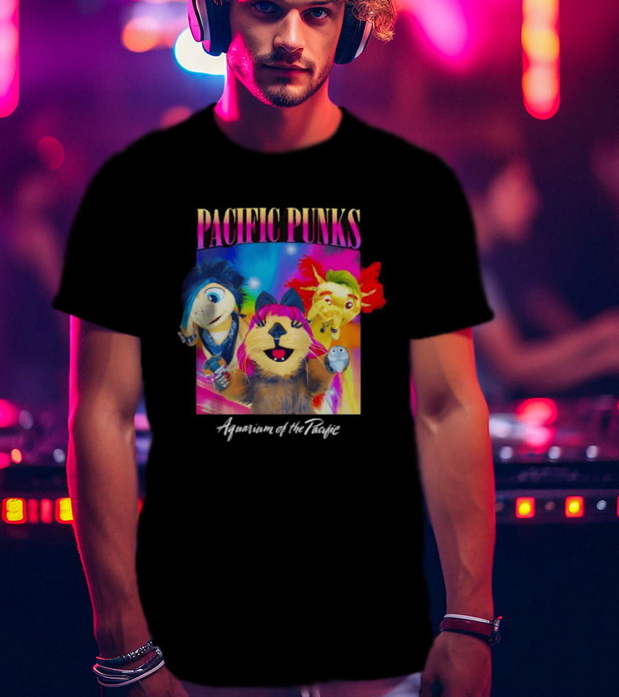 Pacific Punks Aquarium Of The Pacific Puppet Characters Colorful T-Shirt