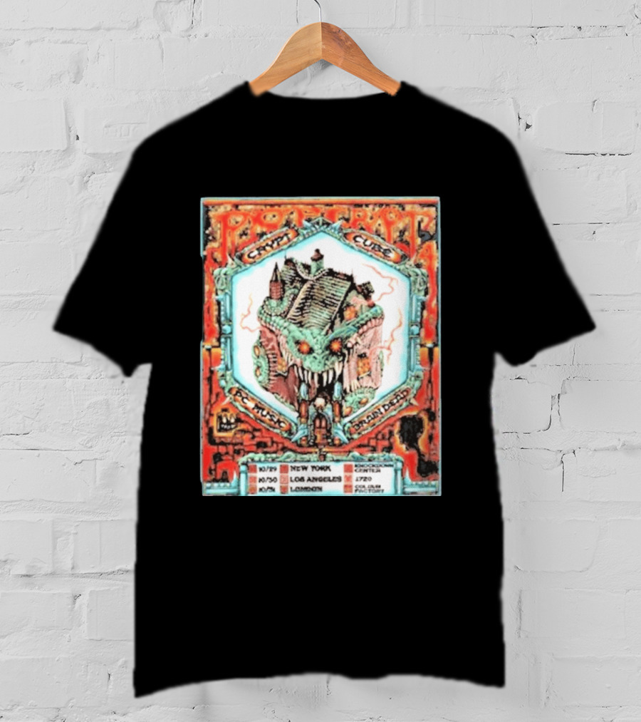Pop Crypt Crypto Graphic Cube PC Music Brain Dead 2026 Tour New York Los Angeles London T-Shirt