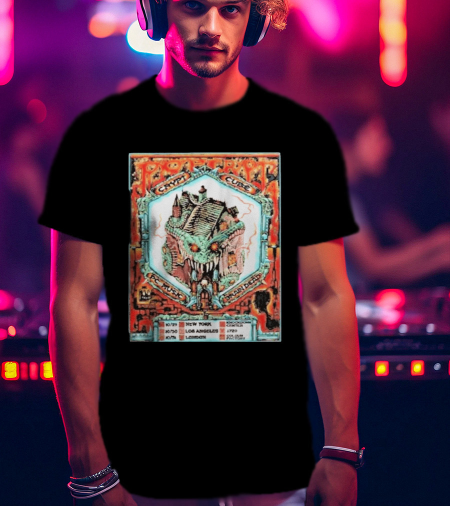 Pop Crypt Crypto Graphic Cube PC Music Brain Dead 2026 Tour New York Los Angeles London T-Shirt
