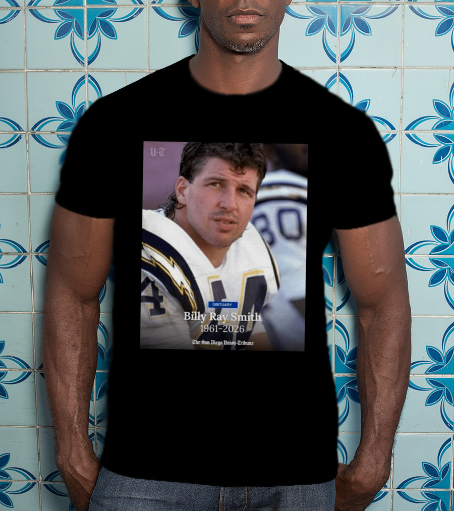 Billy Ray Smith 1961 2026 San Diego Chargers Obituary Tribute San Diego Union Tribune T-Shirt