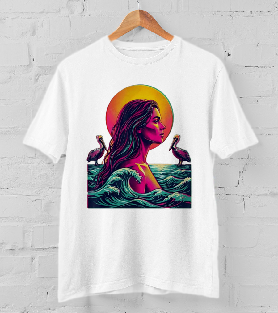 Gulf Coast Sunset Pelican Waves Woman T-Shirt