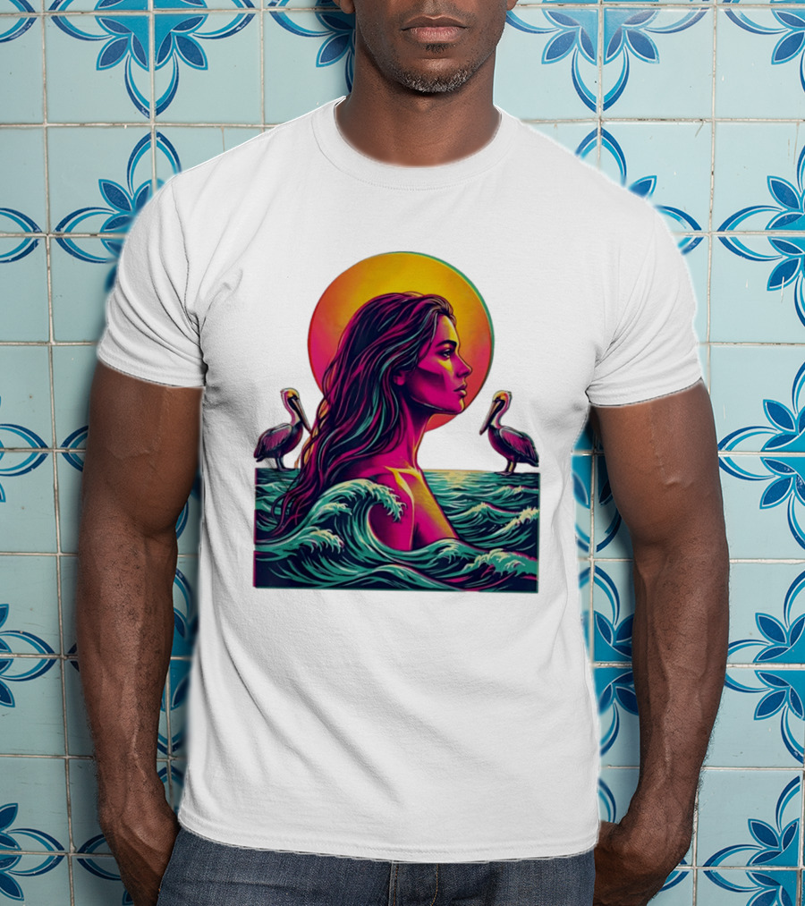 Gulf Coast Sunset Pelican Waves Woman T-Shirt