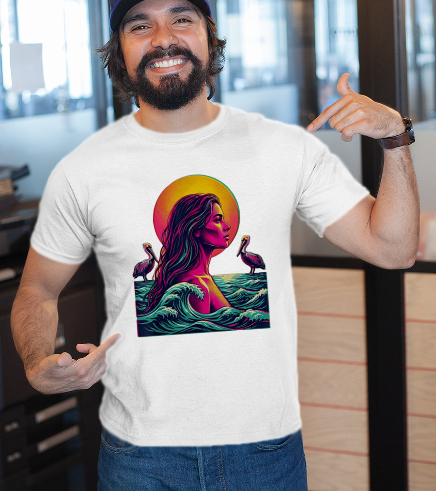 Gulf Coast Sunset Pelican Waves Woman T-Shirt