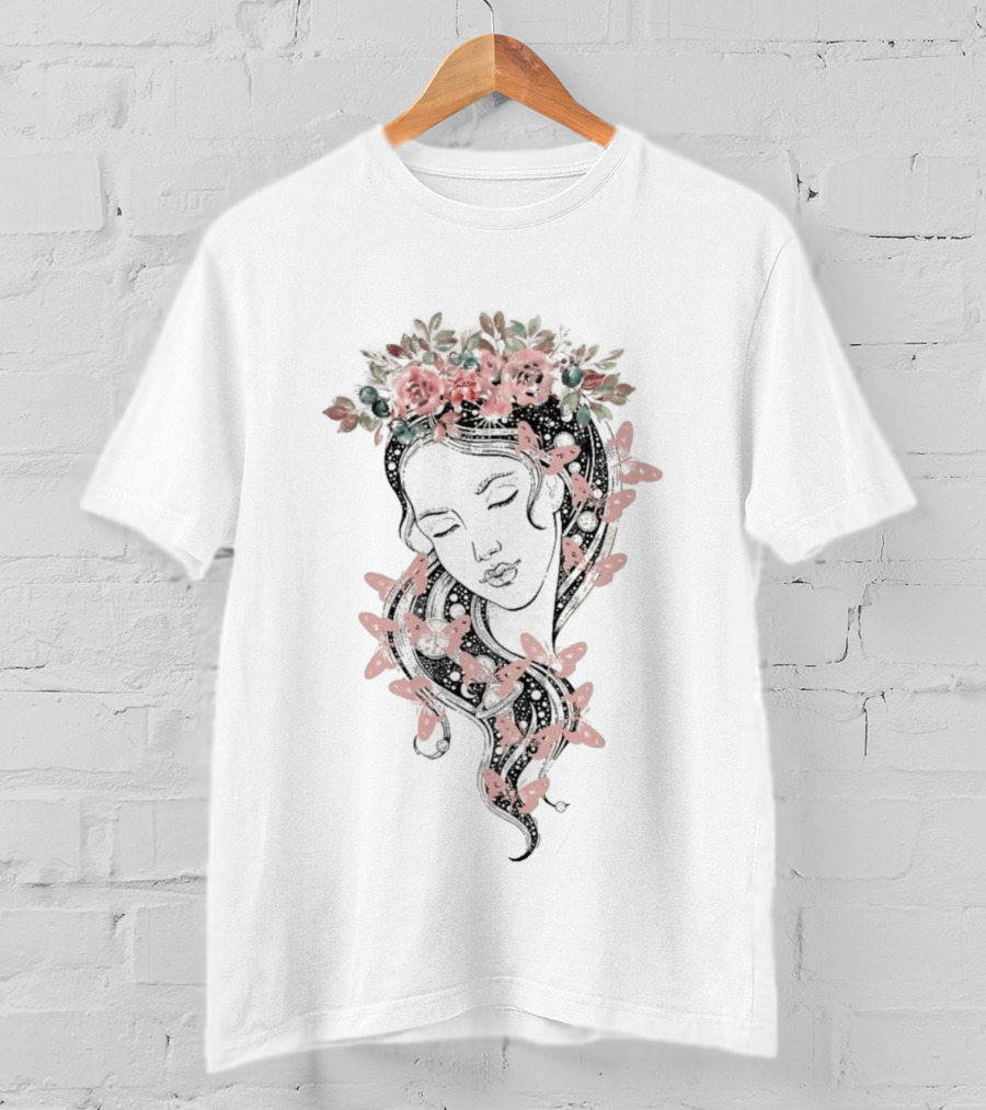 Heavyweight Floral Butterfly Hair T-Shirt