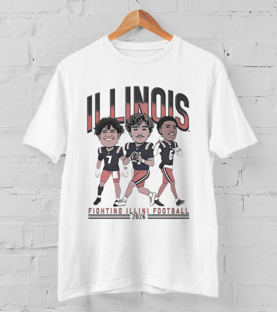 Illinois Fighting Illini Football 2026 Caricature Players Team Spirit T-Shirt