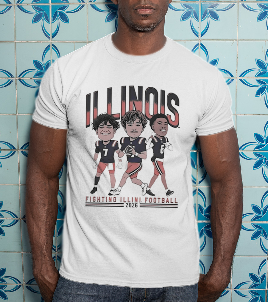 Illinois Fighting Illini Football 2026 Caricature Players Team Spirit T-Shirt