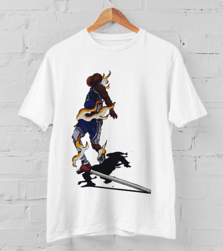 LeBron James Basketball Player Fiery Dunk Match Stick T-Shirt