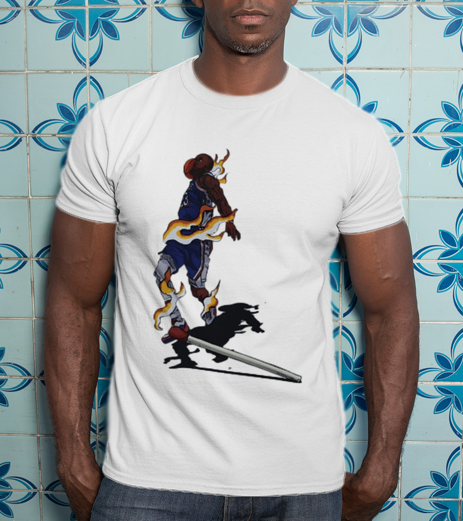 LeBron James Basketball Player Fiery Dunk Match Stick T-Shirt