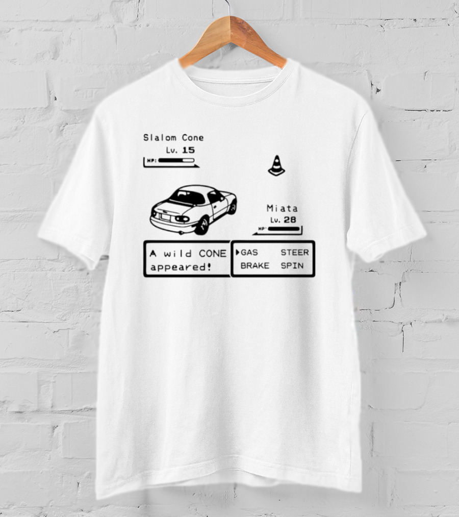 Miata Mazda NA A Wild Cone Appeared Pokemon Slalom Cone Gas Steer Brake Spin T-Shirt