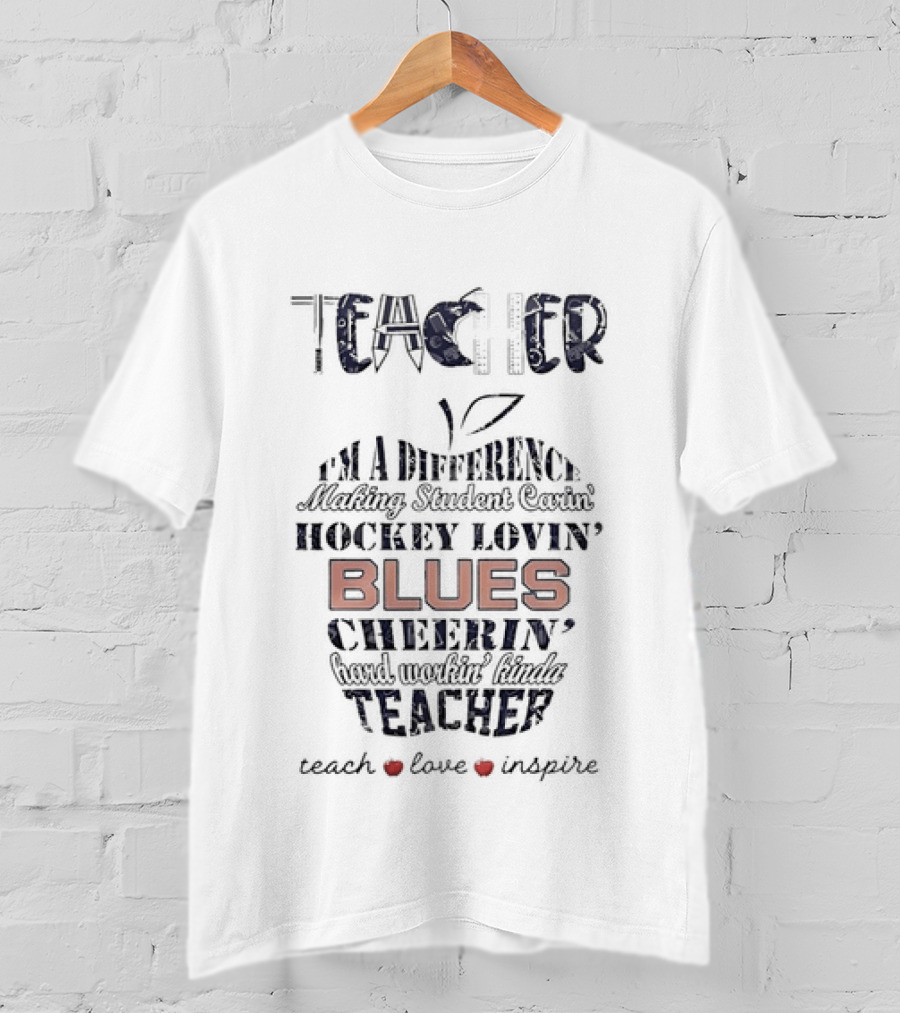 Teacher Difference Maker Hockey Lovin St Louis Blues Teacher T-Shirt