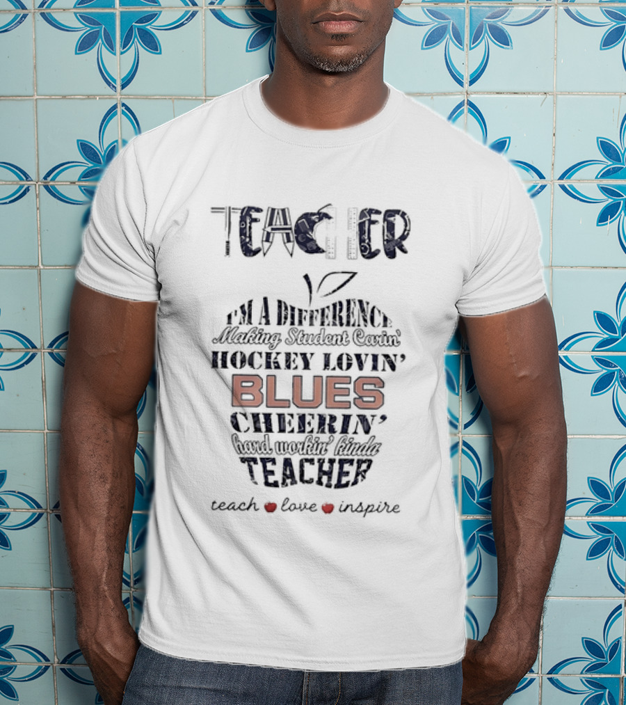 Teacher Difference Maker Hockey Lovin St Louis Blues Teacher T-Shirt