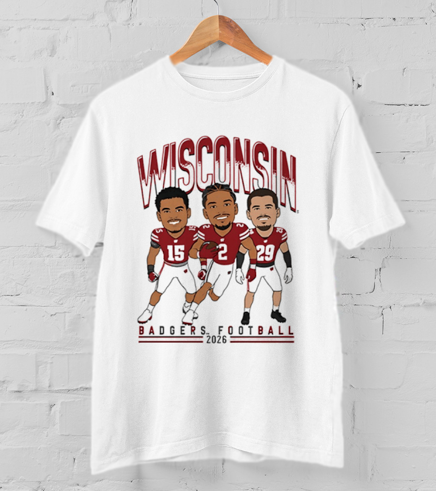 Wisconsin Badgers Football 2026 Players Caricature Team Spirit T-Shirt
