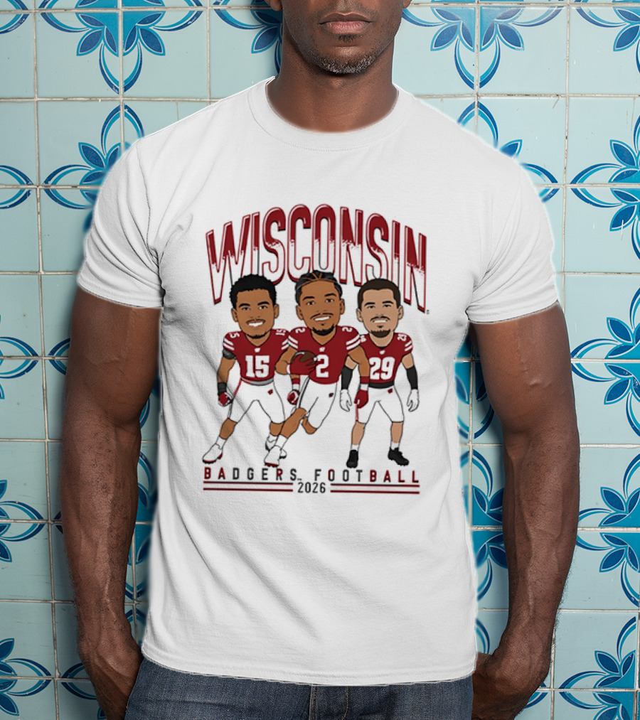 Wisconsin Badgers Football 2026 Players Caricature Team Spirit T-Shirt