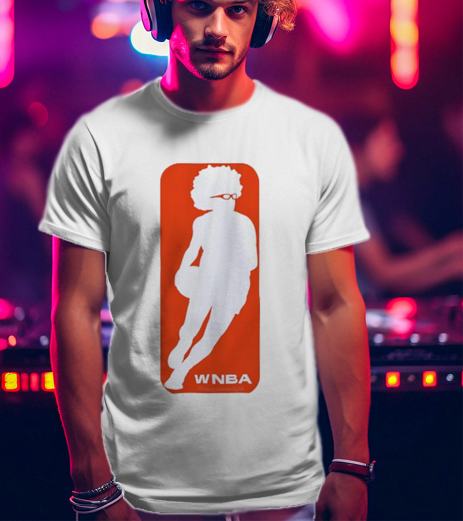 WNBA Maplewedgie Basketball Player White Silhouette On Orange T-Shirt