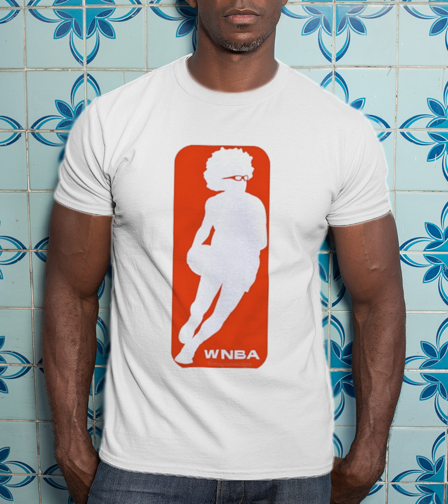 WNBA Maplewedgie Basketball Player White Silhouette On Orange T-Shirt