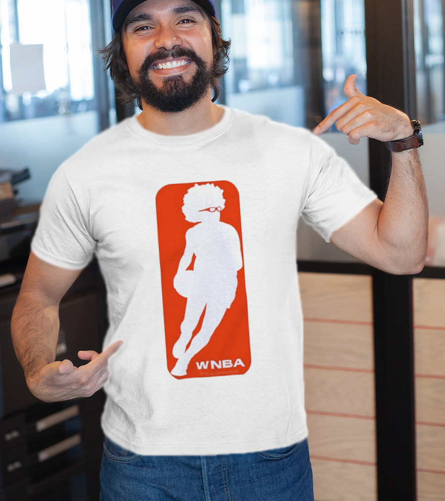 WNBA Maplewedgie Basketball Player White Silhouette On Orange T-Shirt