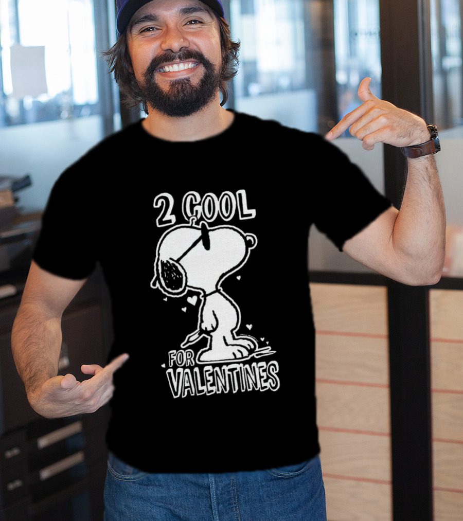 2 Cool For Valentines Peanuts Snoopy T-Shirt
