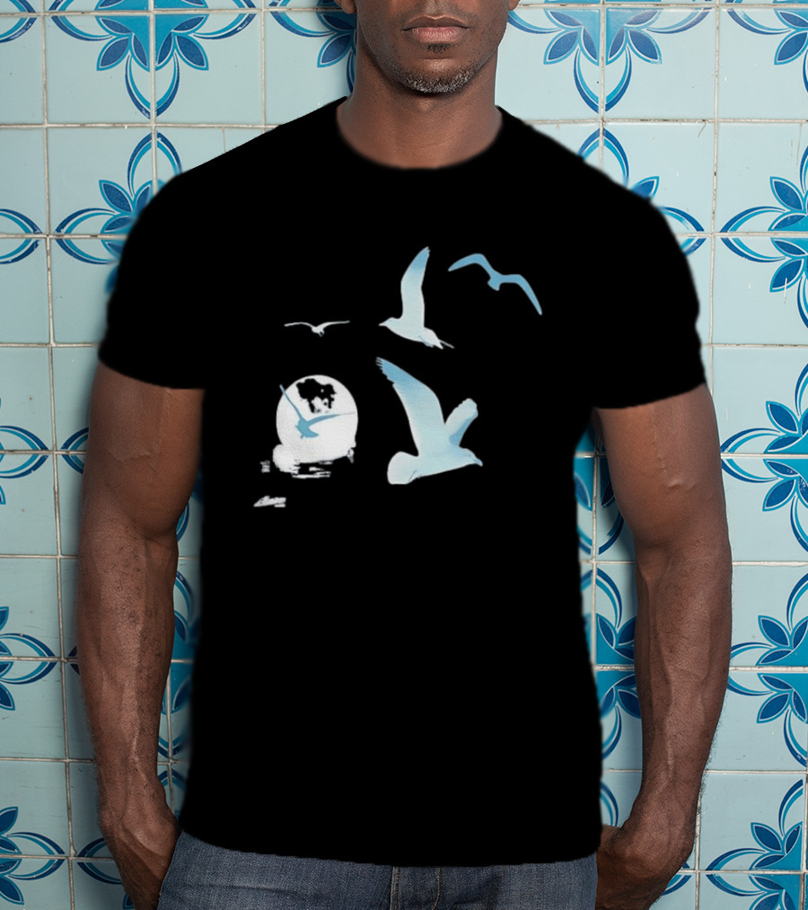 1989 Seagull Boxy Flock In Flight Retro Aesthetic T-Shirt