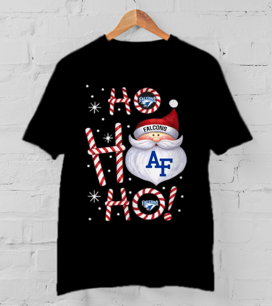 Air Force Falcons Christmas Santa Ho Ho Ho Peppermint Letters T-Shirt