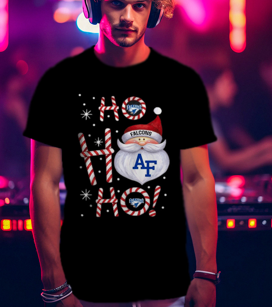 Air Force Falcons Christmas Santa Ho Ho Ho Peppermint Letters T-Shirt