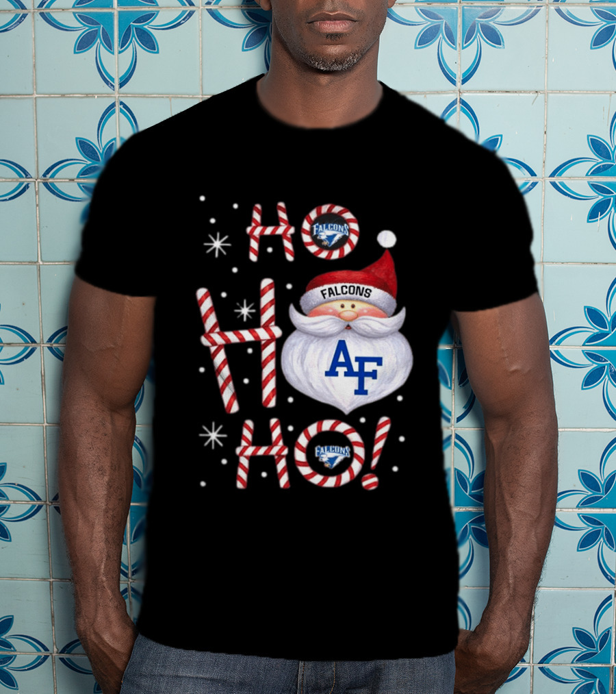 Air Force Falcons Christmas Santa Ho Ho Ho Peppermint Letters T-Shirt