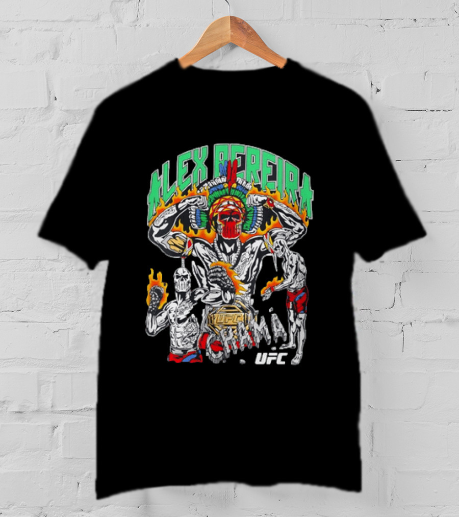 Alex Pereira Chama UFC Fighter Art With Flames And Traditional Headdress T-Shirt