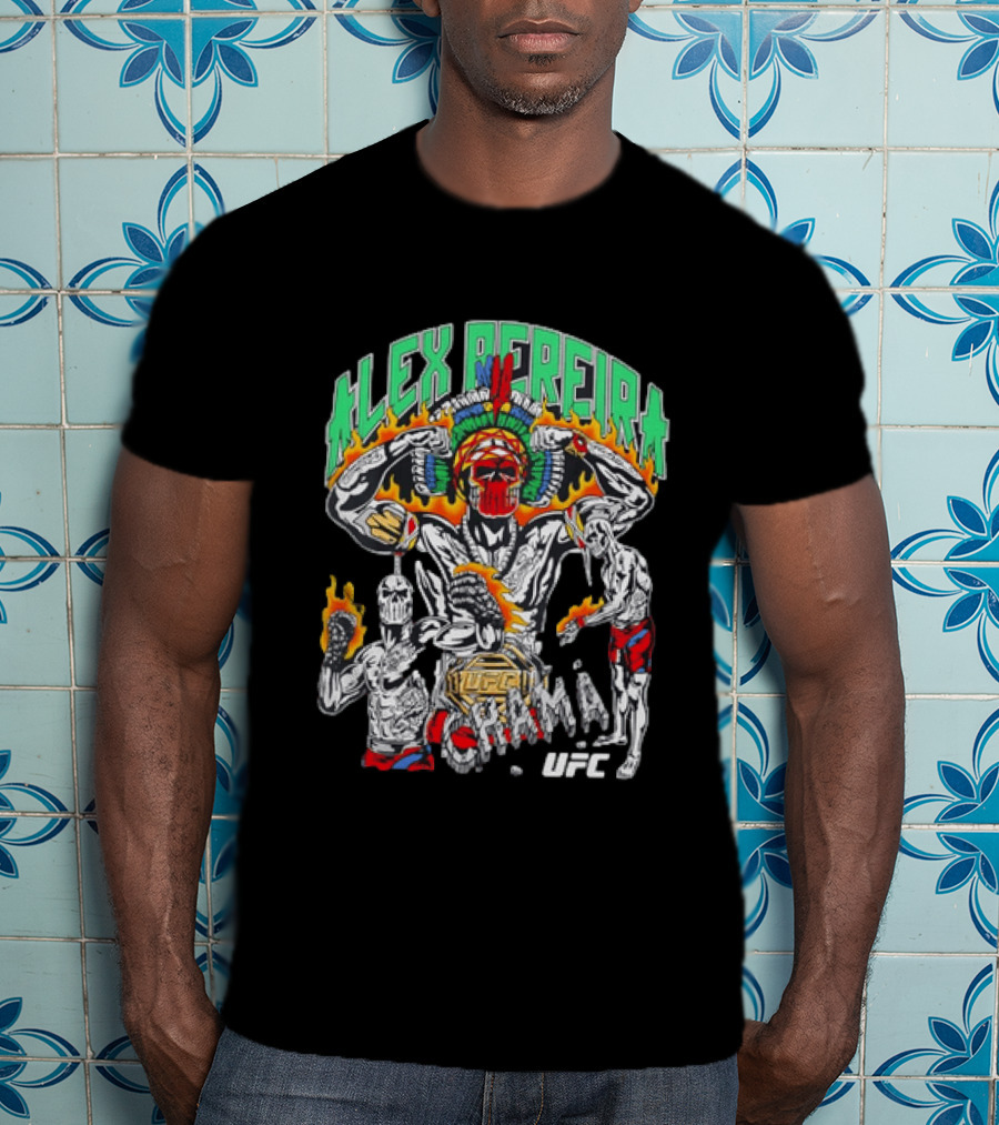 Alex Pereira Chama UFC Fighter Art With Flames And Traditional Headdress T-Shirt