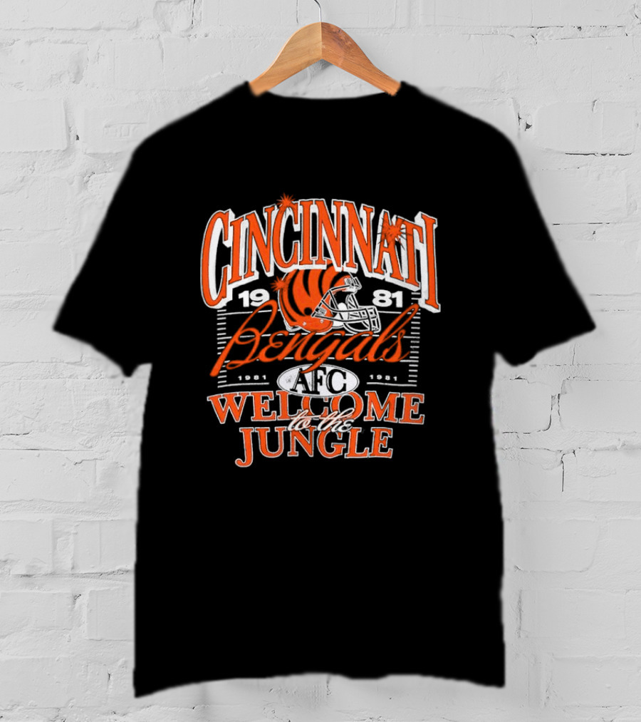 Cincinnati Bengals 1981 Welcome To The Jungle AFC Helmet T-Shirt