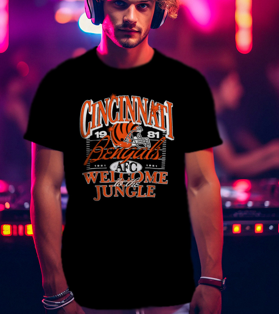 Cincinnati Bengals 1981 Welcome To The Jungle AFC Helmet T-Shirt