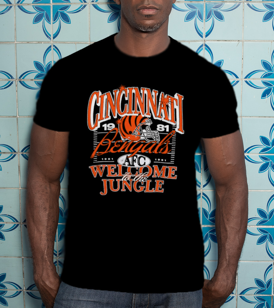 Cincinnati Bengals 1981 Welcome To The Jungle AFC Helmet T-Shirt