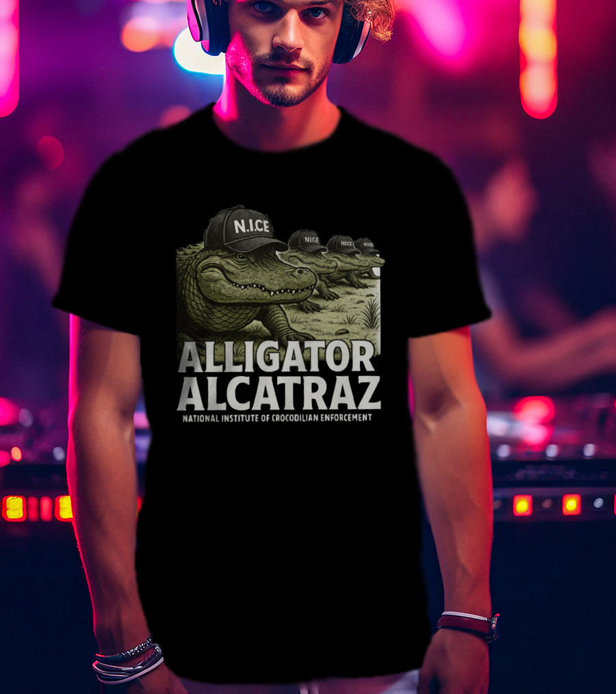 Alligator Alcatraz N.I.C.E. National Institute Of Crocodilian Enforcement T-Shirt