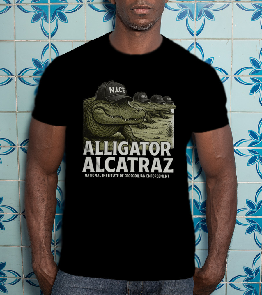 Alligator Alcatraz N.I.C.E. National Institute Of Crocodilian Enforcement T-Shirt