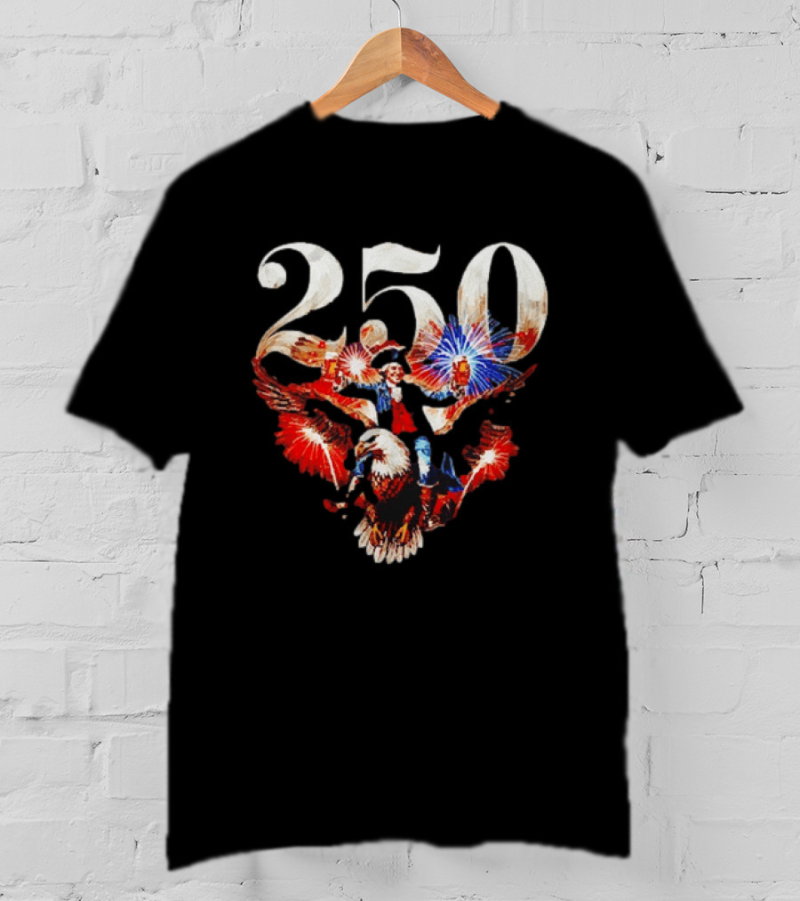 America 250 Ben Franklin Bald Eagle Fireworks T-Shirt
