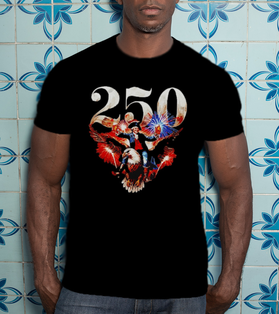 America 250 Ben Franklin Bald Eagle Fireworks T-Shirt