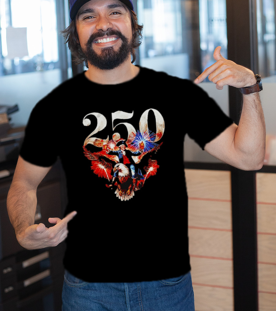 America 250 Ben Franklin Bald Eagle Fireworks T-Shirt