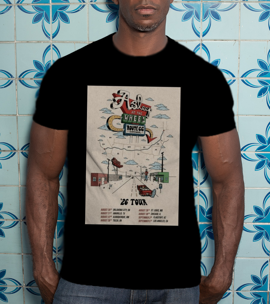 Asleep At The Wheel Route 66 Centennial 2026 Tour Oklahoma City Amarillo Albuquerque Tulsa St. Louis Chicago Flagstaff Los Angeles T-Shirt