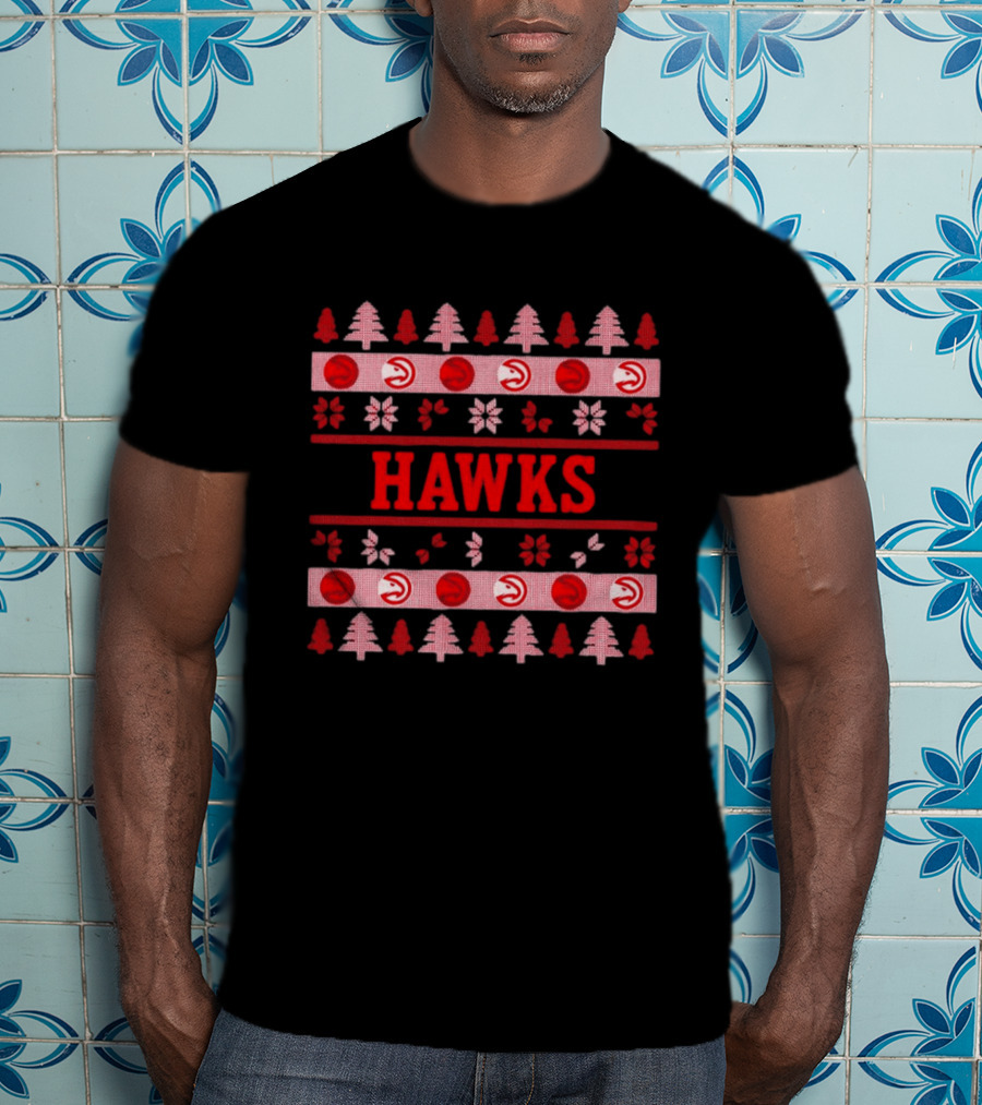 Atlanta Hawks Basketball Holiday Ugly Christmas Sweater T-Shirt