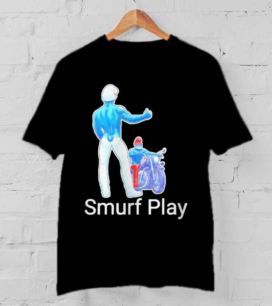 Smurf Play Gay LGBT Biker T-Shirt