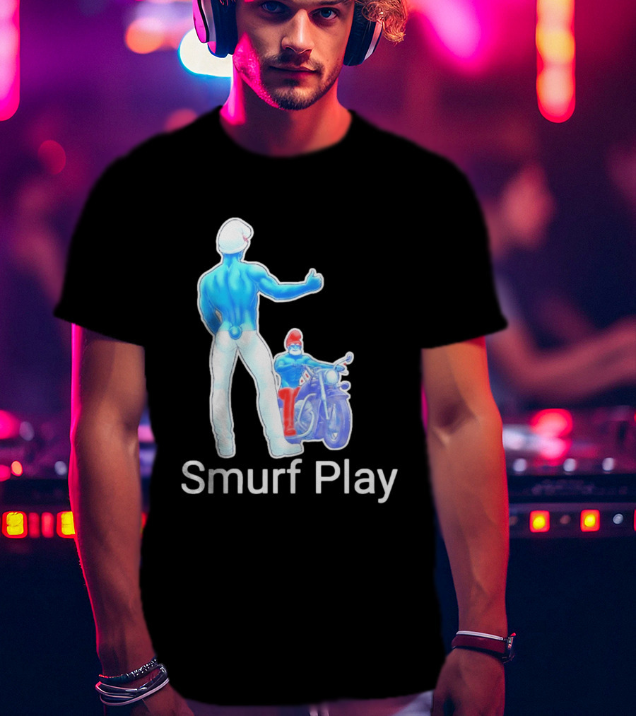 Smurf Play Gay LGBT Biker T-Shirt