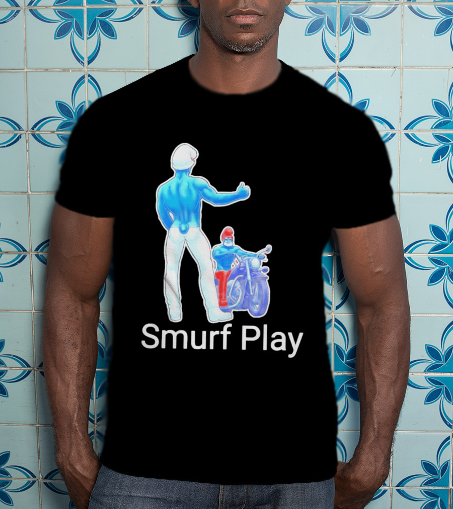 Smurf Play Gay LGBT Biker T-Shirt