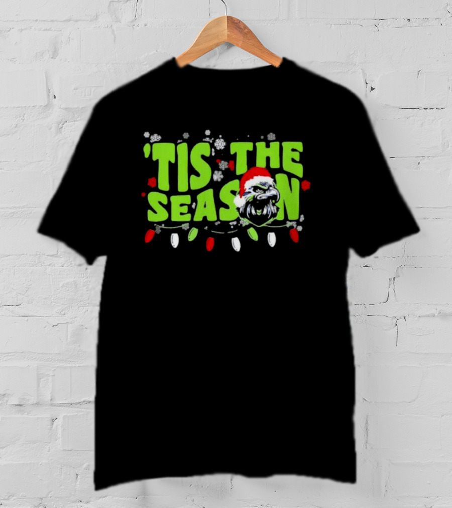Tis The Season Christmas Seattle Seahawks Football Santa Hat T-Shirt