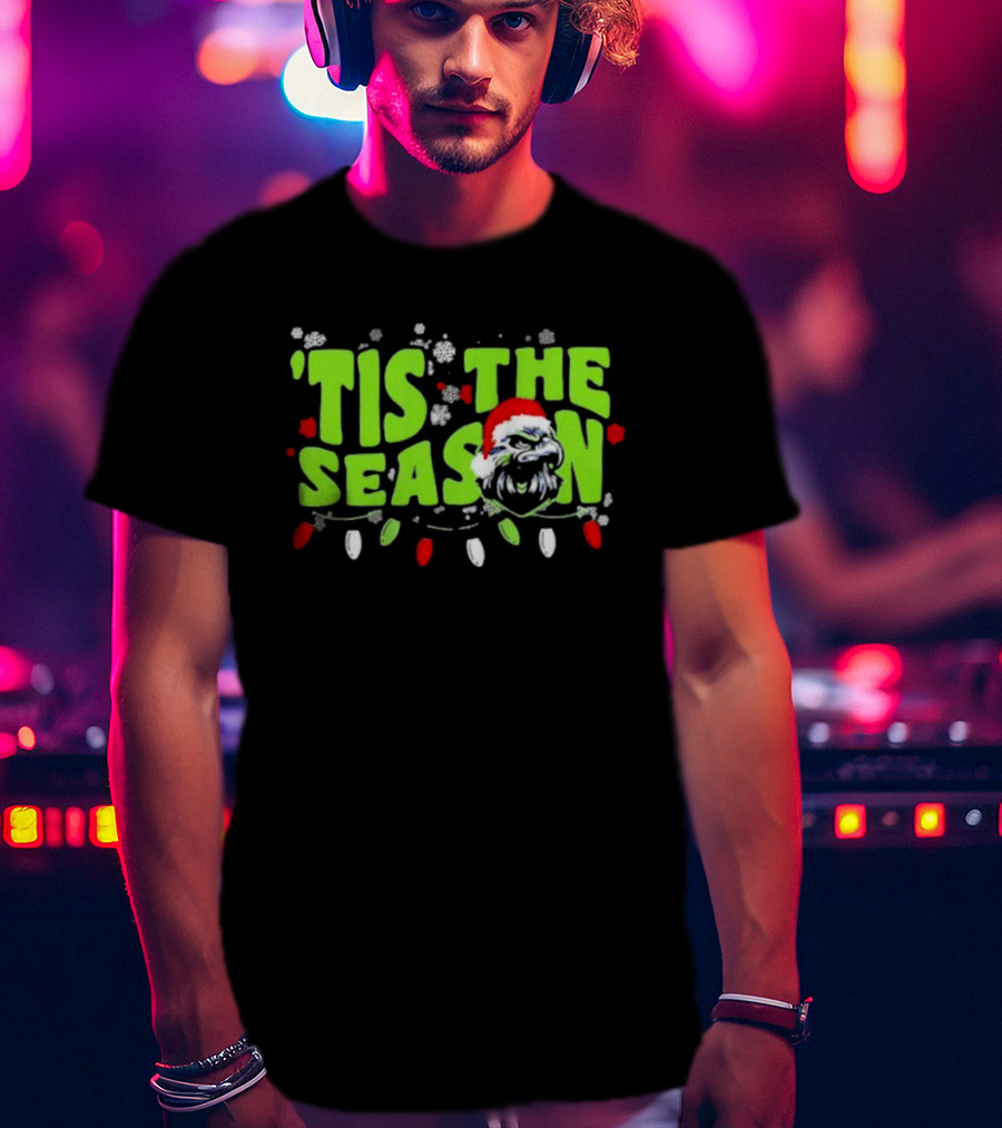 Tis The Season Christmas Seattle Seahawks Football Santa Hat T-Shirt