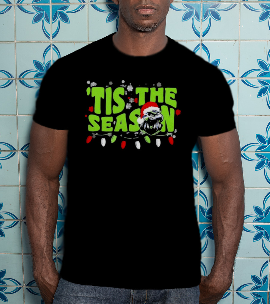 Tis The Season Christmas Seattle Seahawks Football Santa Hat T-Shirt
